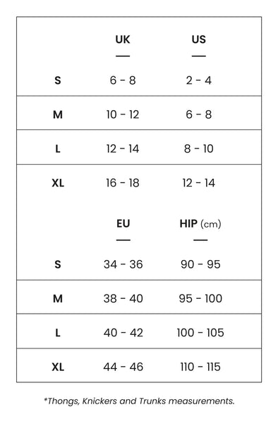 Product Size Guide - Mobile