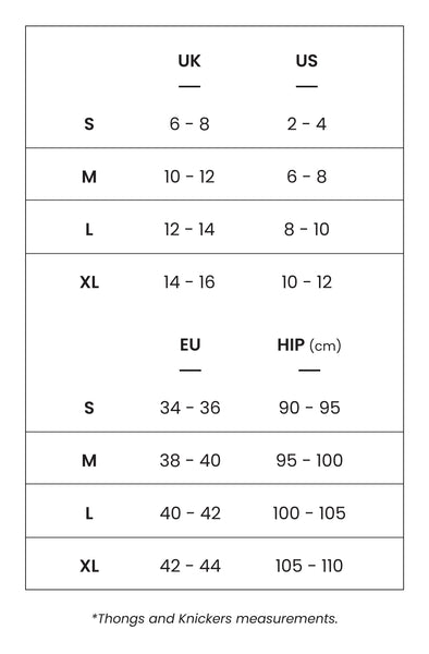 Product Size Guide - Mobile